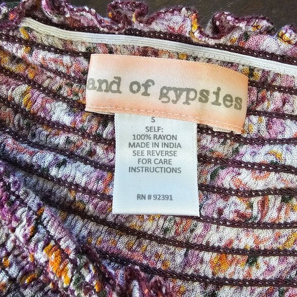 Bohemian Paisley Smocked Womens Tunic Top By Band Of Gypsies Rayon size Small - Picture 7 of 7